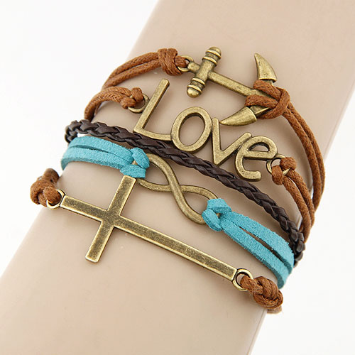 Å·ÃÀ¸´¹ÅÊ®×Ö¼Ülove´¬Ãª8×Ö×éºÏÅä¼þÊÖ¹¤¶à²ã±àÖ¯ÊÖÁ´ÊÖïíÅ®º«°æ