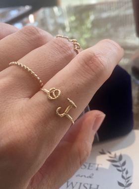 [.]工作室14k包金双字母开口