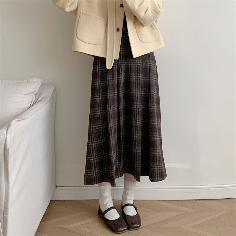 初吾家25冬季新款日系复古羊毛格纹毛呢半身裙女压褶加厚A字裙子,女装/女士精品,半身裙,淘宝优惠券,粉丝福利购,淘宝优惠卷