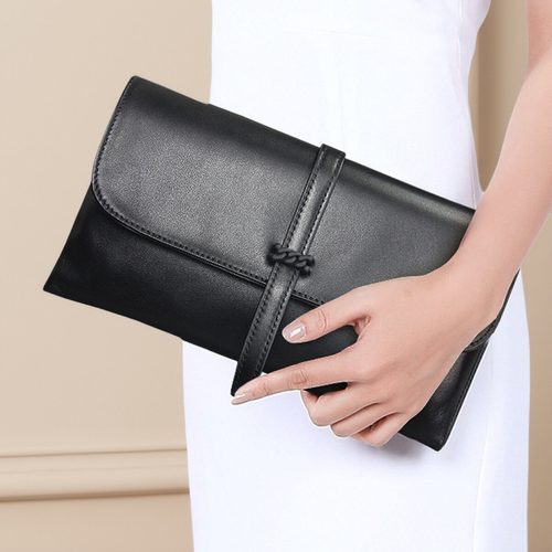 进口头层牛皮简约信封手包