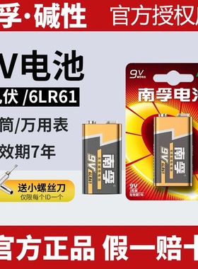 南孚9V碱性电池万用表麦克风儿童玩具遥控6LR61 方块叠层九伏6F22