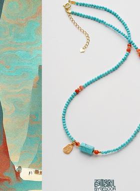 新中式天然绿松石南红项链