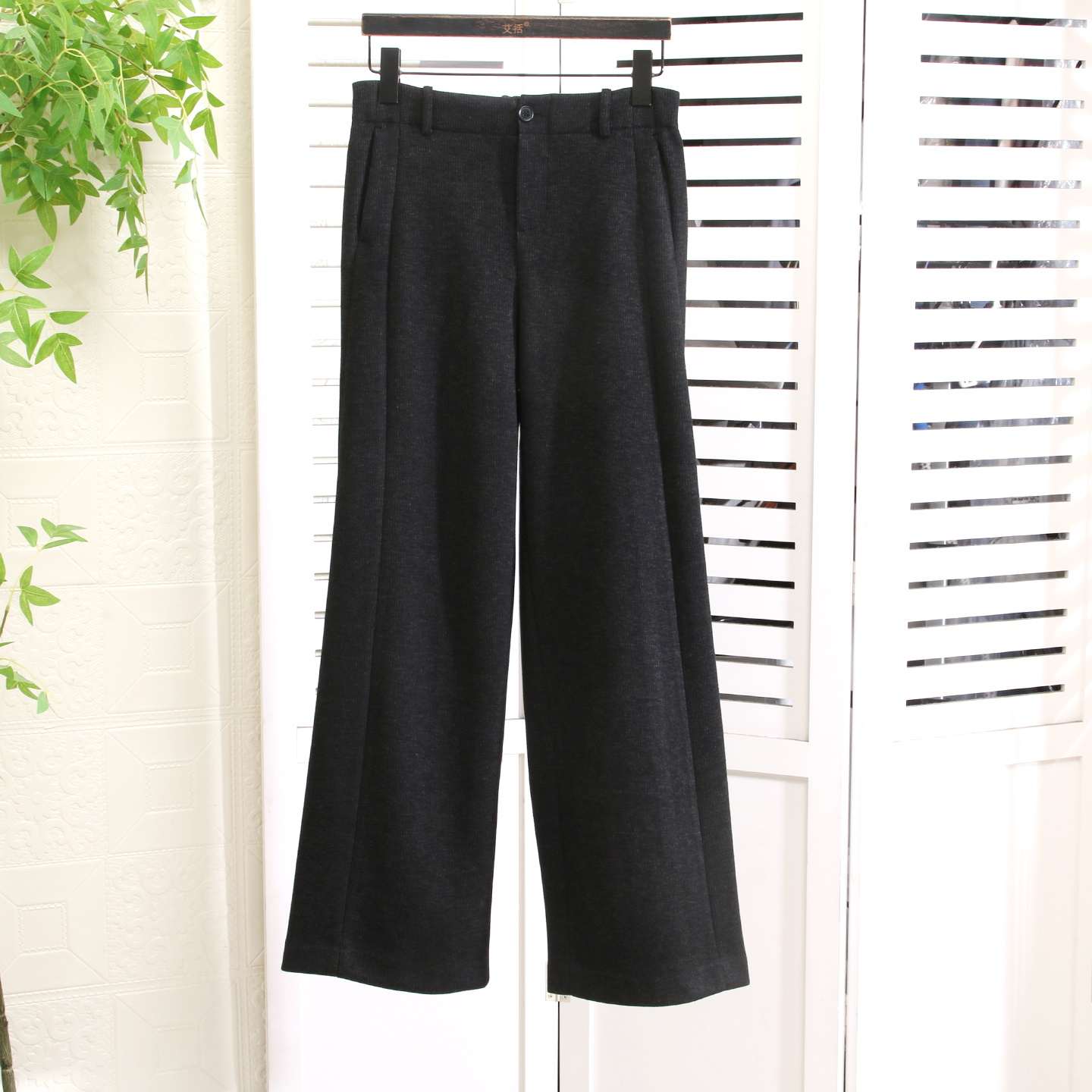 纯尾 雅~！久坐平整不褶 桑蚕丝羊绒保暖肌理针织真筒裤休闲裤冬