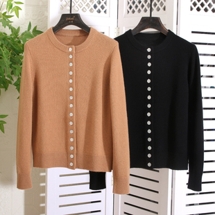 纯尾 CE~!回头率100~保暖柔软钮扣羊绒圆领长袖针织开衫秋冬新款