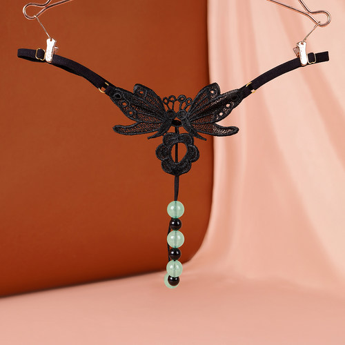 夜光珠丁字裤透明诱惑开档免脱