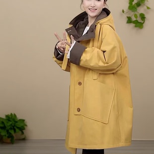 1023双面穿连帽风衣减龄显瘦春秋外套中长款风衣女款爆款2026新款