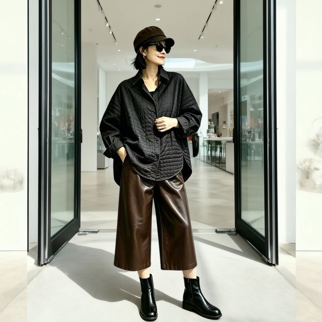 1100 秋冬氛围感拉满美拉德夹棉衬衫外套女 方格压线显瘦轻薄棉衣图片
