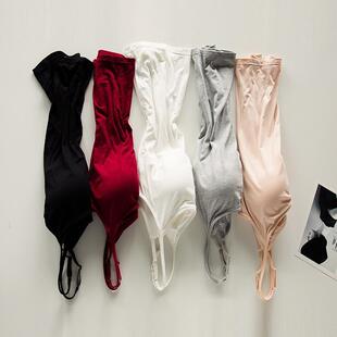 日本MUJIΕ日式吊带衫莫代尔女士背心纯色带罩杯运动内衣