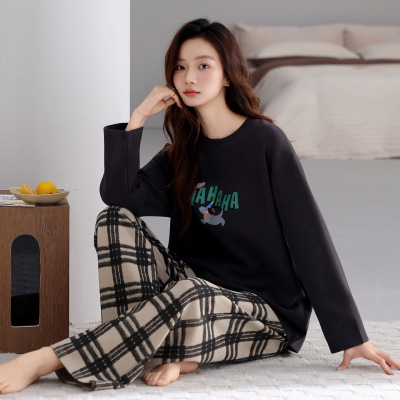 日本MUJIΕ睡衣春秋季女款保暖德绒大码套装2025新款女士长袖套头