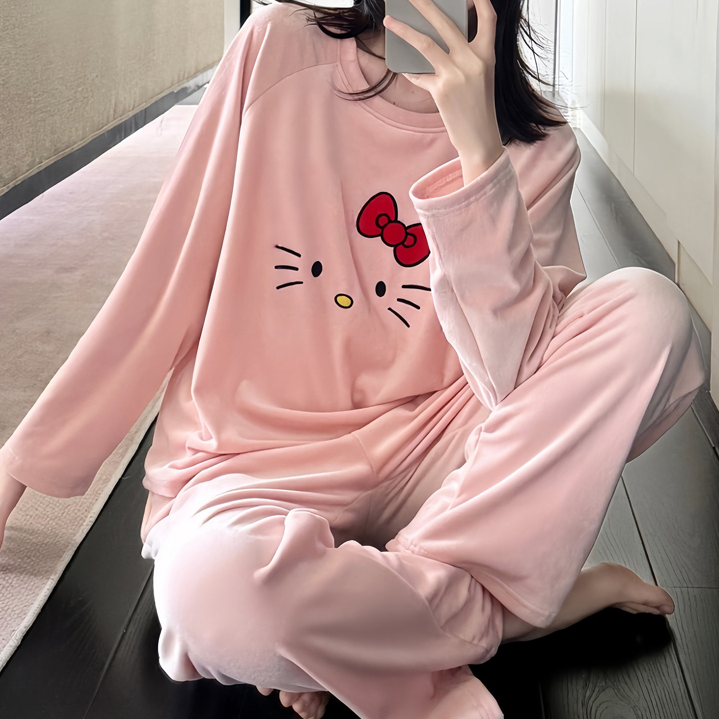 带胸垫睡衣女款秋冬季加绒珊瑚绒套装韩系KT猫春秋季海岛绒家居服,女士内衣/男士内衣/家居服,睡衣/家居服套装,淘宝优惠券,粉丝福利购,淘宝优惠卷