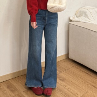 大妍【微喇单裤】小个子春款韩系百搭显瘦高腰薄款微喇牛仔裤9399