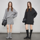 松紧腰短裙套装 3ONE 100%绵羊毛极简套头宽松慵懒风毛衣针织上衣