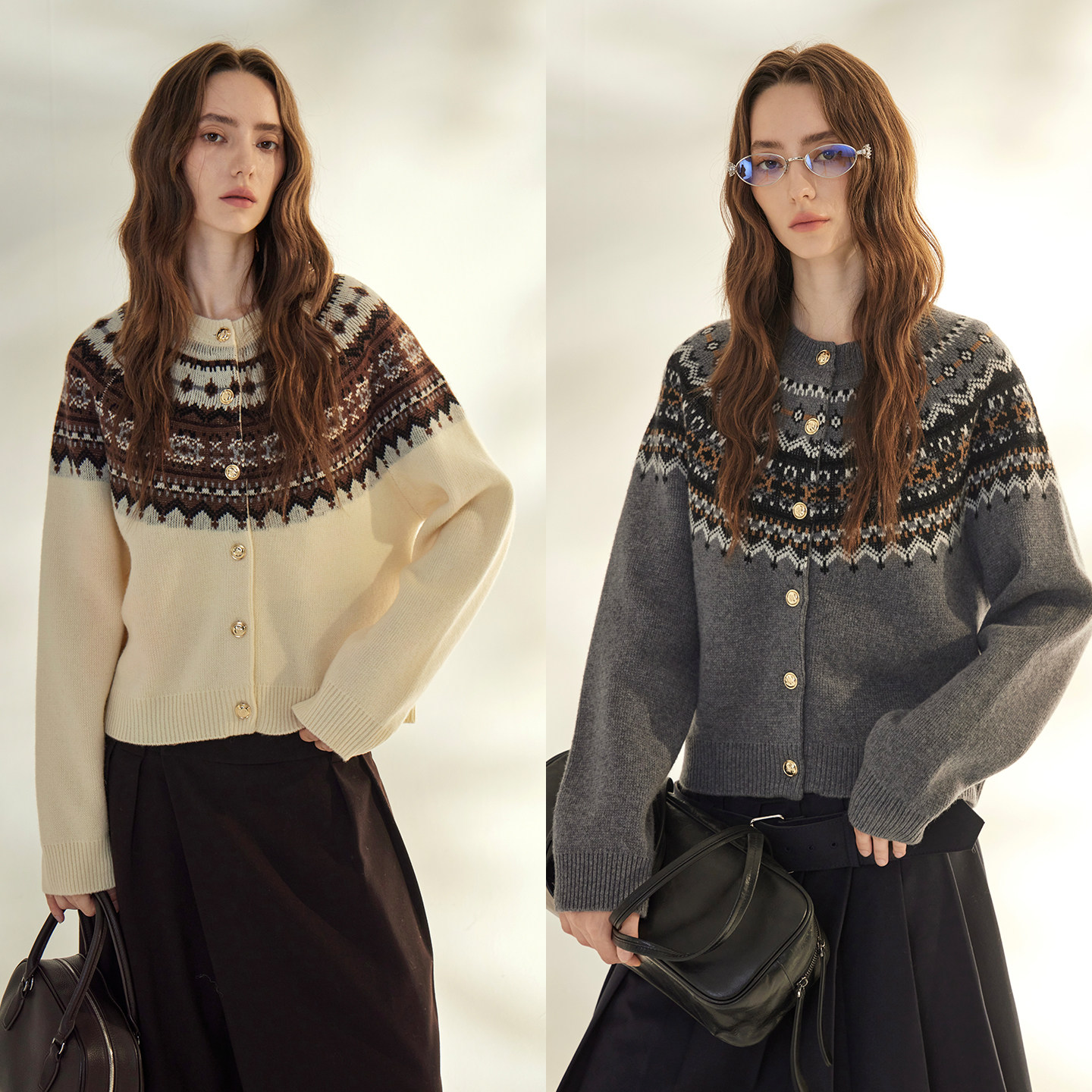 3ONE 复古圆领拉链棉羊毛毛衣外套 费尔岛提花插肩袖针织开衫 女,女装/女士精品,毛衣,淘宝优惠券,粉丝福利购,淘宝优惠卷