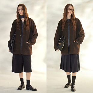 极简ROW风进口头层绒面绵羊皮复古美拉德真皮皮衣外套 清仓