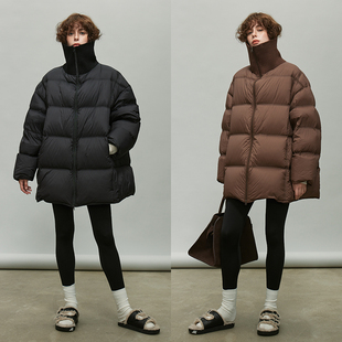 【清仓原985】针织领拼接90白鸭绒中长款小个子A版加厚无胆羽绒服