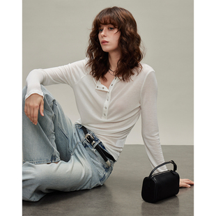 3ONE 百搭ROW风极简防晒衣 超细天丝羊毛细腻裸感_V领设计感上衣