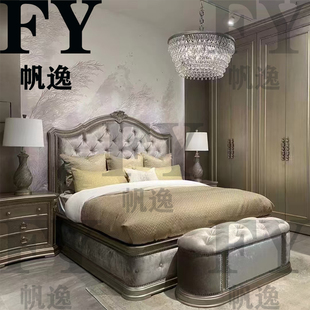 美式实木床art筑源同款主卧家具现代欧式法式雕花软包1.8米双人床