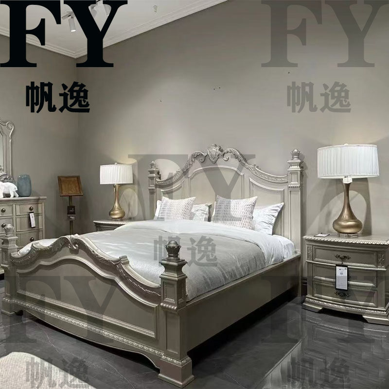 美式实木床art图尔乐章法式复古雕花柱子床欧式主卧1.8米双人婚床