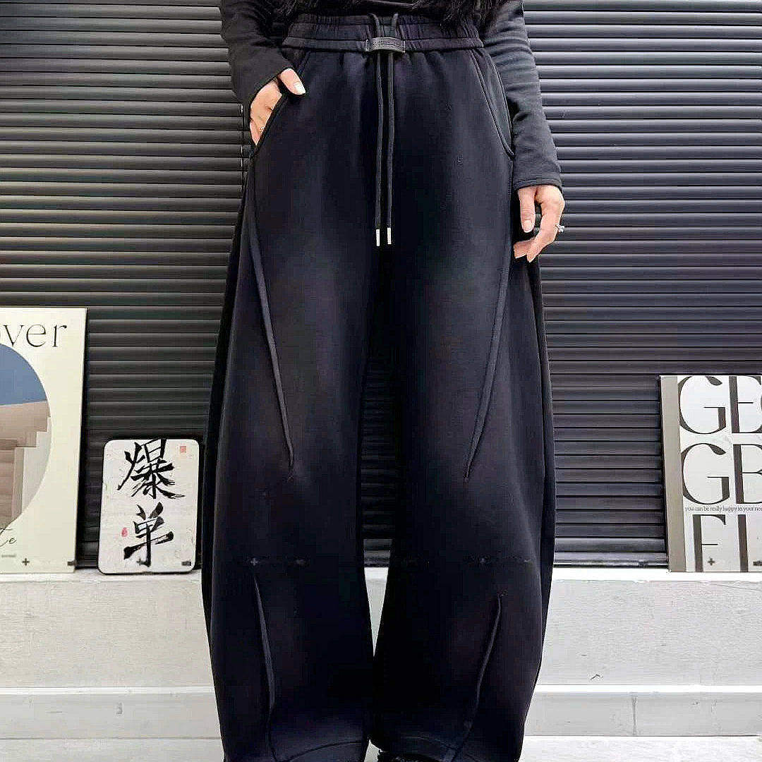 欧货春季重工水洗扎染做旧宽松阔腿裤卫裤弯刀裤时尚大码显瘦百搭,女装/女士精品,卫裤,淘宝优惠券,粉丝福利购,淘宝优惠卷