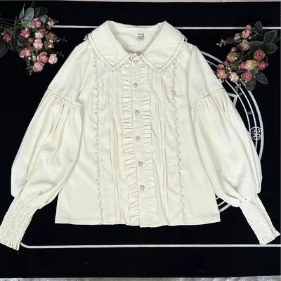 原创lolita洋装甜美娃娃领长袖衬衫复古羊腿袖内搭新款洛丽塔