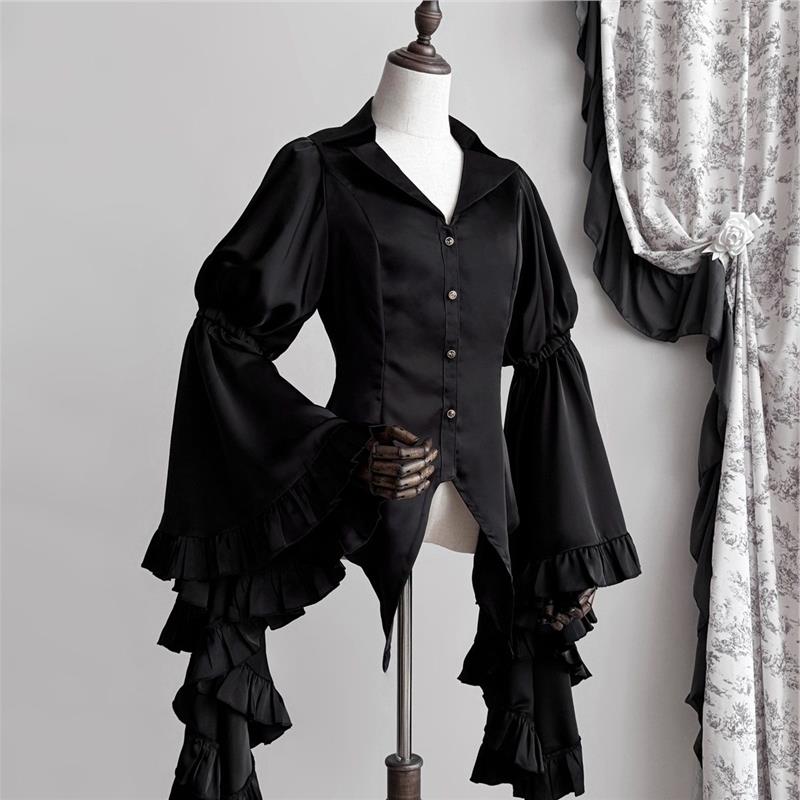 梦见上衣.布偶心事本原创lolitaV领姬袖衬衫新款显瘦哥特风内搭