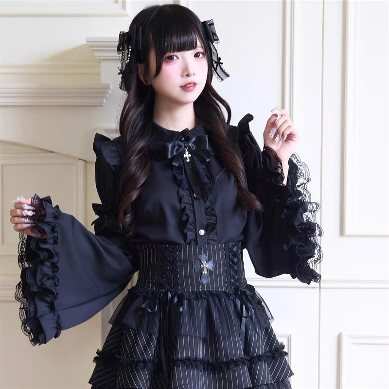 *夜雀*姬袖衬衫 蕾服量产型上衣哥特Lolita日系亚文化可拆卸