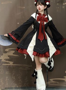 lolita洋装卯华中华风Lolita汉元素lo裙新中式连衣裙