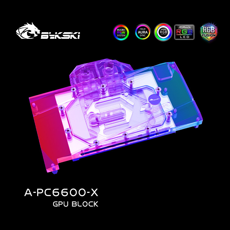 BYKSKI A-PC6600-X GRAPHICS CARD WATER BLOCK RADEON RX 6600 8GB