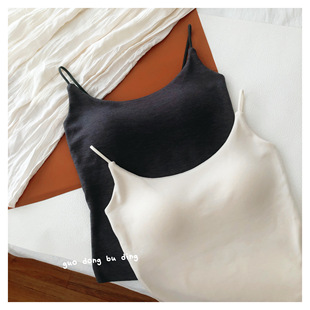 秋冬新款保暖背心女带胸垫一体固定式加绒修身显瘦发热内搭吊带