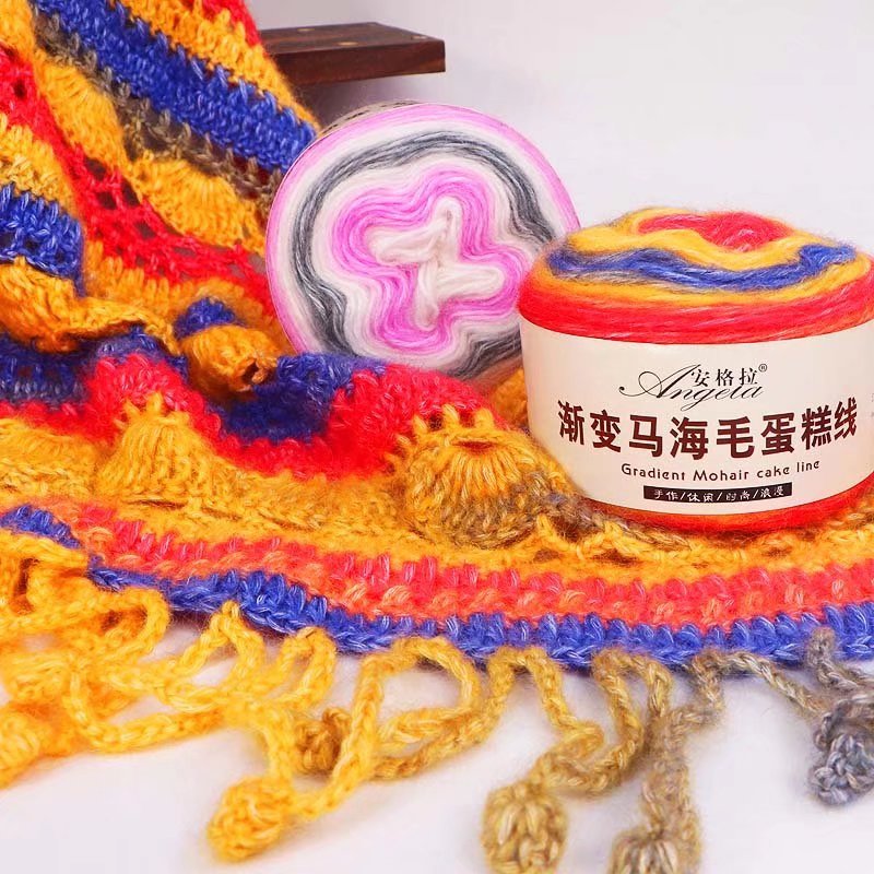 渐变马海毛蛋糕段染线