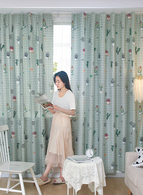 新款免打孔客厅半遮光窗帘简约避光可爱小清新田园风房间curtains