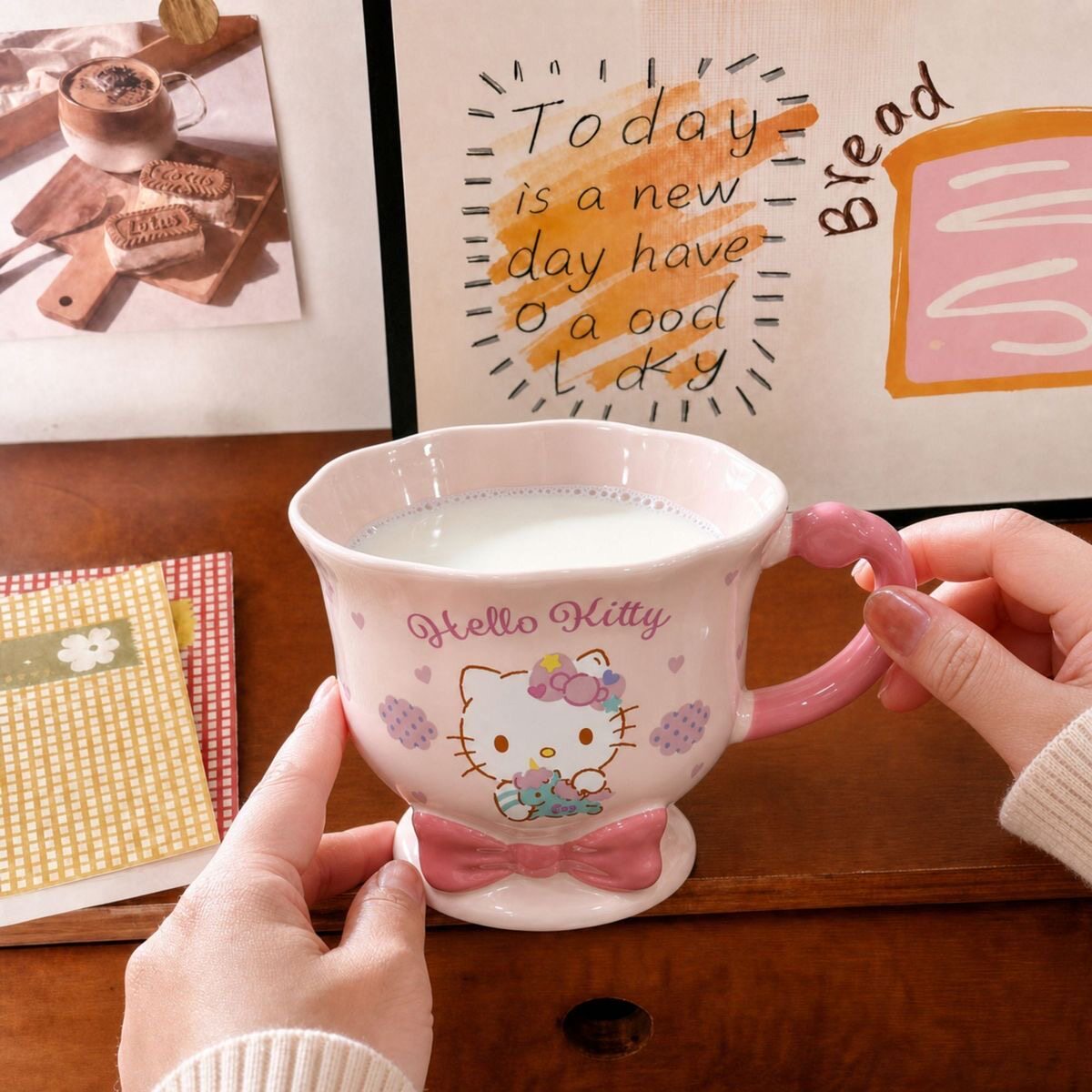 HelloKitty陶瓷马克杯女生高颜值水杯生日礼物必爱诺咖啡杯甜品杯
