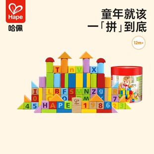 Hape80粒积木益智拼装大颗粒玩具 1岁男女孩幼儿宝宝早教儿童启蒙
