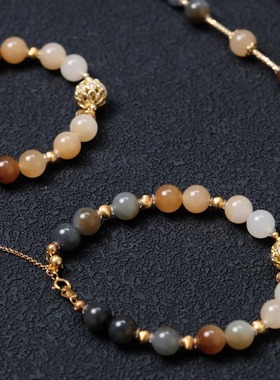 【丝路胡旋】天然和田玉三色楼兰新疆料卡8款时尚手串新中式两用