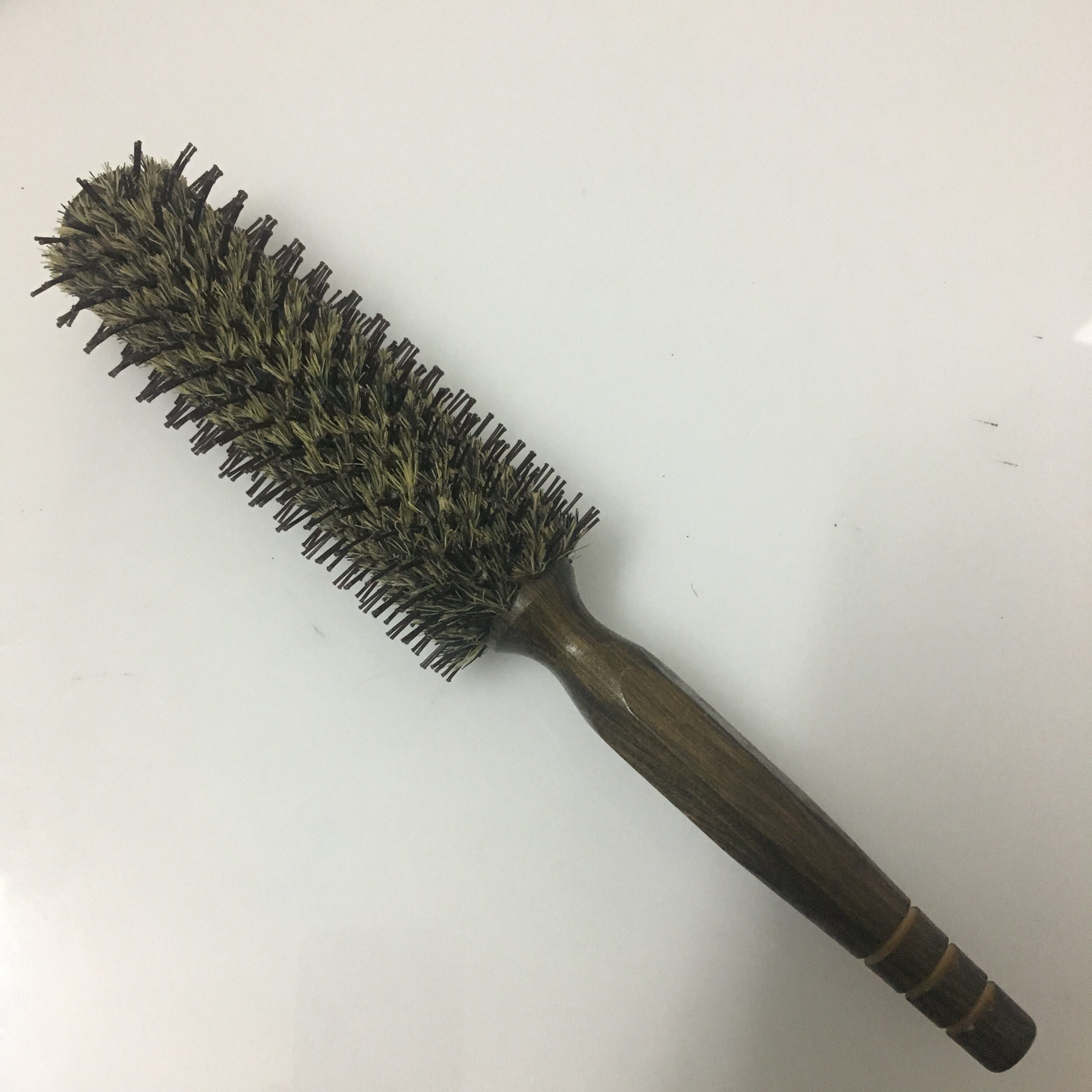 纯猪鬃压毛梳卷发滚筒梳子吹头发造型工具直排圆滚毛梳加长圆筒梳