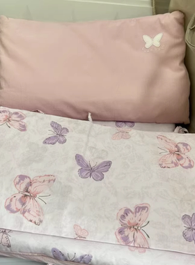 【罗莱家纺】粉色蝴蝶系婴儿床上用品8件套