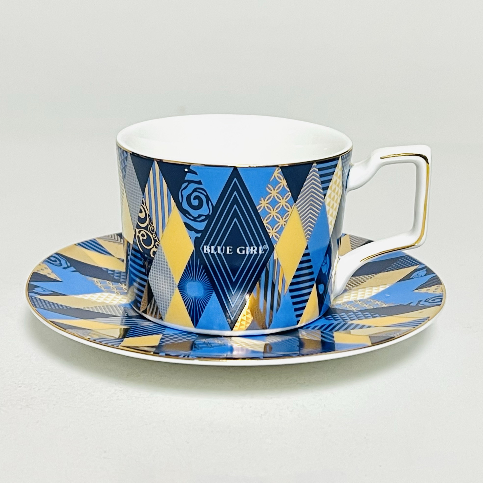 蓝妹啤酒杯陶瓷杯咖啡杯碟BLUE GIRL经典时尚瓷杯电影金手指收藏