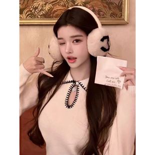 韩系小香风娃娃领手钩毛衣女款2025新款冬季套头温柔气质针织衫女