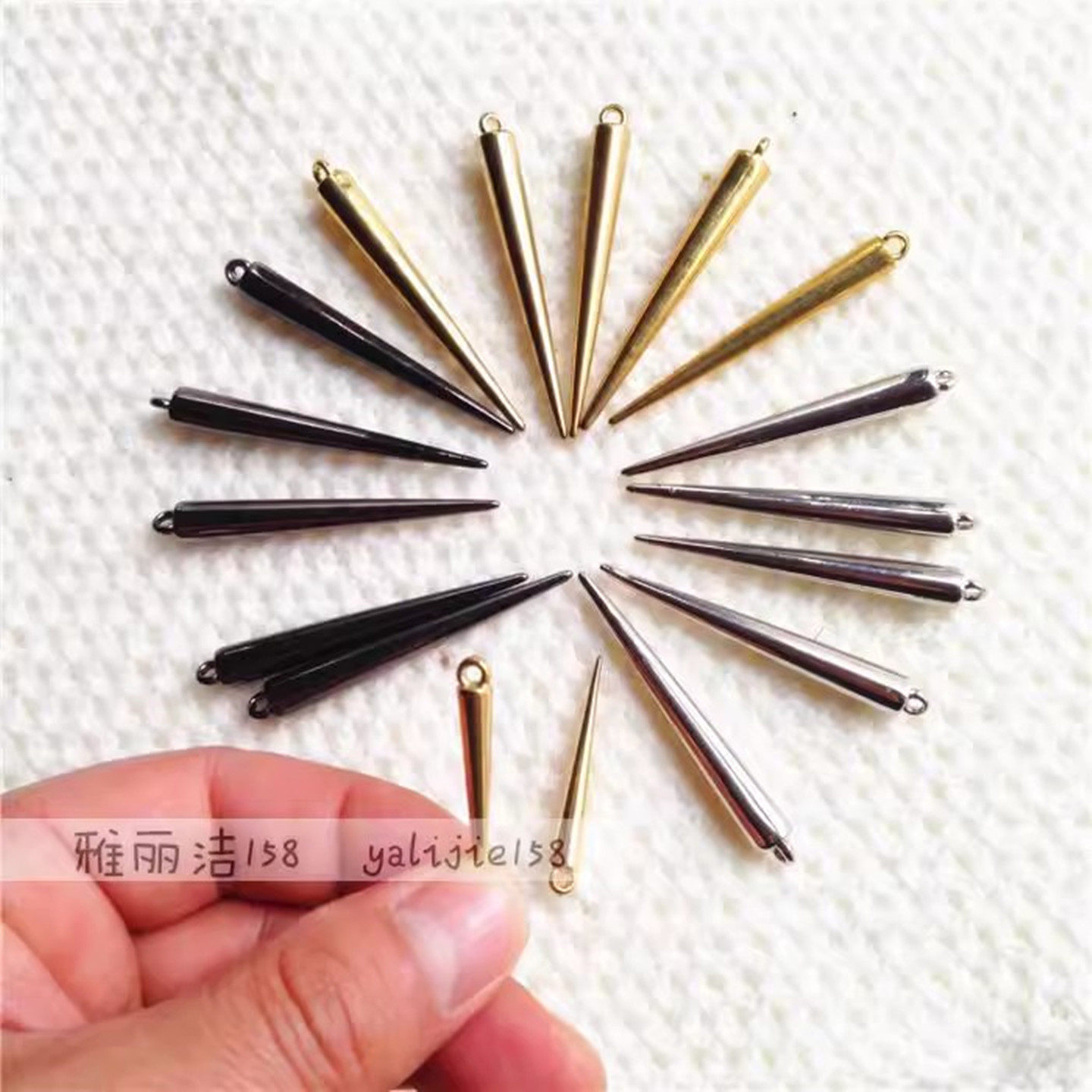 COS朋克长铆钉 尖钉挂钉金色流苏DIY服装辅料酒吧夜店 辣椒小配件