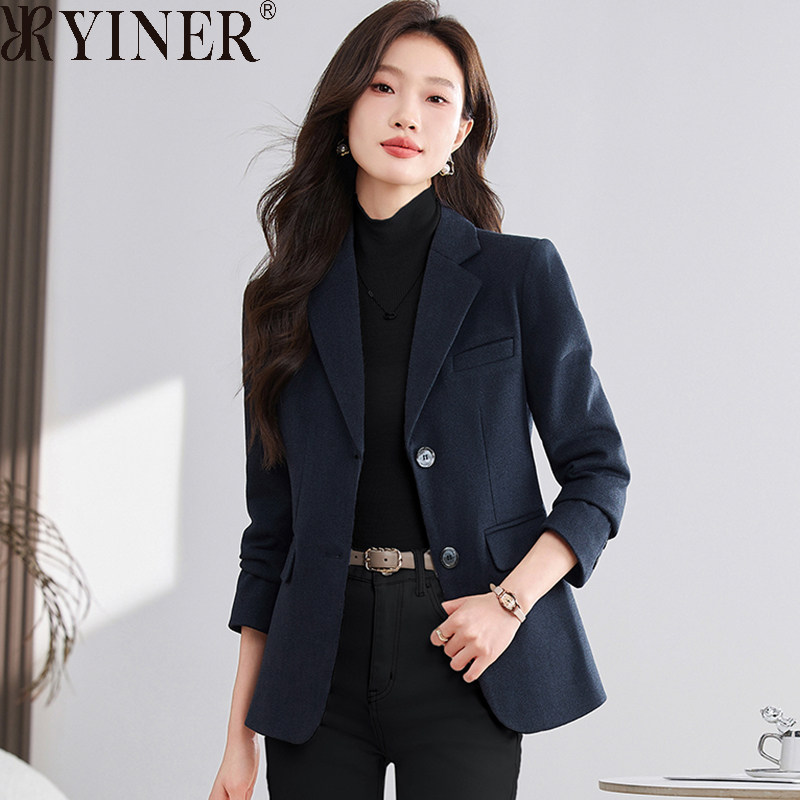 雅致音儿女装清仓折扣正品羊毛休闲西装2025秋季干练简约质感外套