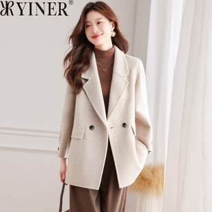 大气双面呢子大衣 新款 音儿美地女装 清仓折扣羊毛中长毛呢外套冬季