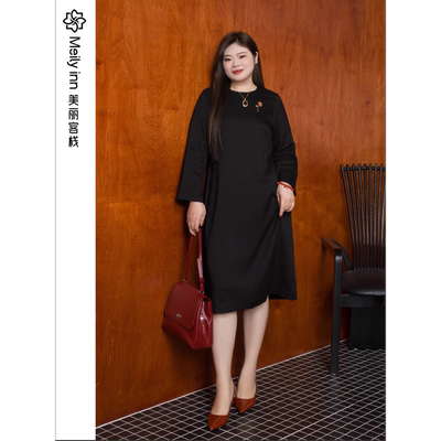 黑色显瘦连衣裙冬季亲肤大