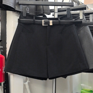 YIMOXI高腰短裤女外穿2025秋季小个子阔腿A字裤显瘦百搭西装裤子