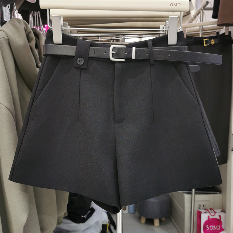高腰阔腿短裤女2023秋冬a字裤宽松显瘦十三行西装裤时尚百搭靴裤
