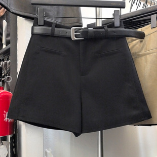 YIMOXI高腰短裤女外穿2025秋冬阔腿A字裤时尚百搭显瘦十三行靴裤