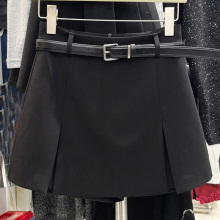 希贝尔茜茜短裙裤女2025春夏高腰开叉A字阔腿裤小个子前裙后裤子