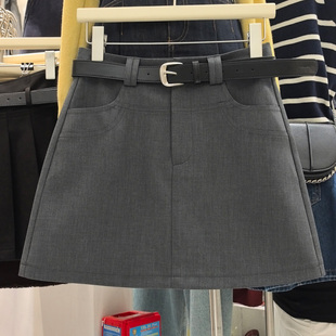 XIBEIERXIXI高腰短裙女2025秋季A字显瘦百搭防走光西装简约半身裙