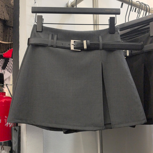 YIMOXI高腰短裙裤 裙半身裙 女前开叉2026春夏秋A字裙百搭显瘦短裤