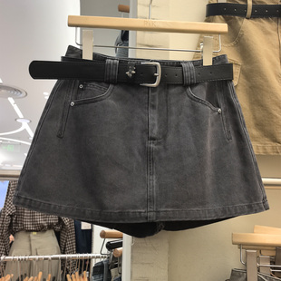 百搭假两件显瘦休闲前裙后裤 高腰短裙裤 女2026春夏秋A字阔腿时尚