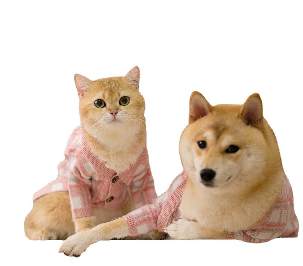 秋冬猫狗衣服复古英伦格毛衣开衫猫宠物服装/雨衣（新